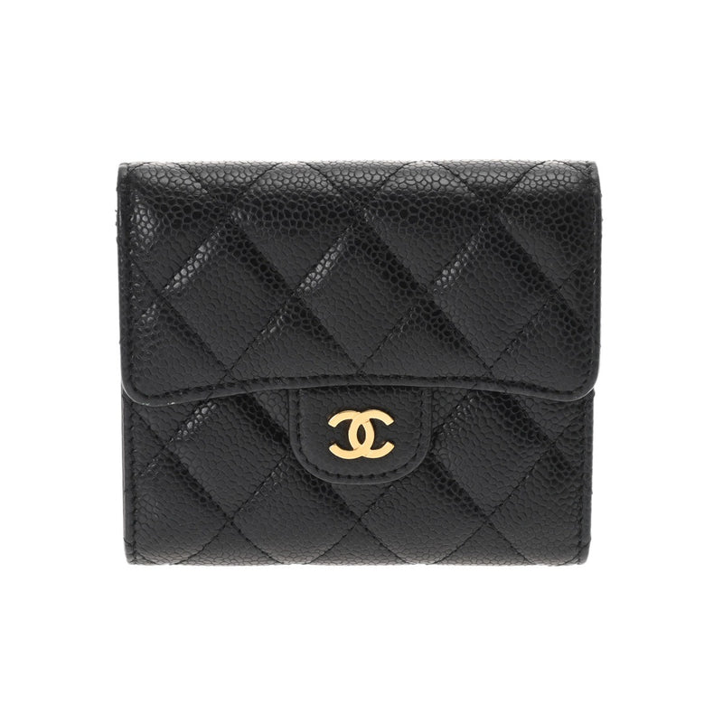 CHANEL シャネル クラシック スモールフラップウォレット 黒 AP0231 レディース キャビアスキン 三つ折り財布 Aランク 中古 銀蔵