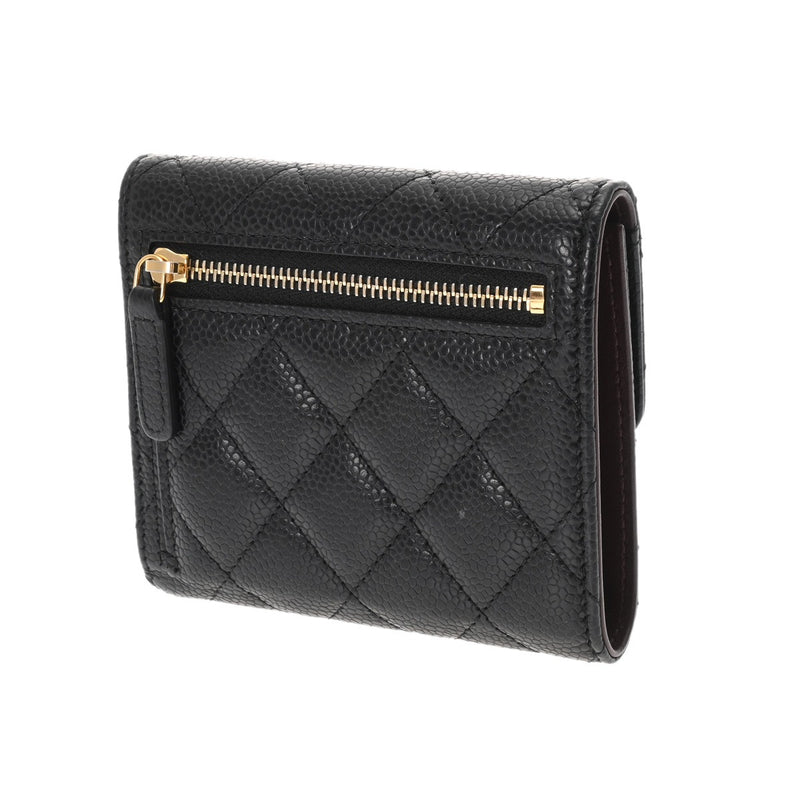CHANEL シャネル クラシック スモールフラップウォレット 黒 AP0231 レディース キャビアスキン 三つ折り財布 Aランク 中古 銀蔵