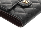 CHANEL シャネル クラシック スモールフラップウォレット 黒 AP0231 レディース キャビアスキン 三つ折り財布 Aランク 中古 銀蔵