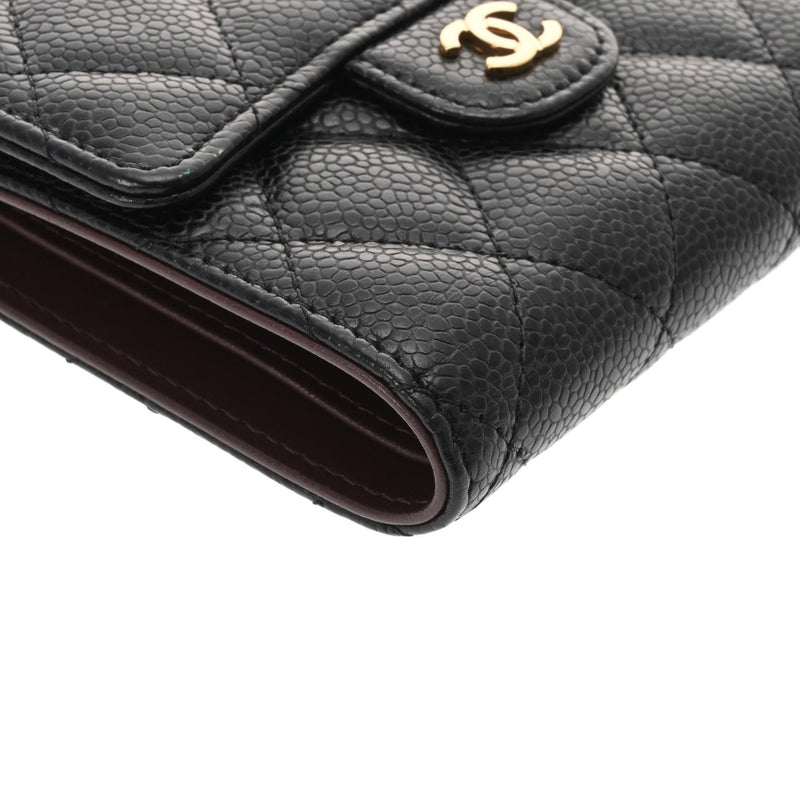 CHANEL シャネル クラシック スモールフラップウォレット 黒 AP0231 レディース キャビアスキン 三つ折り財布 Aランク 中古 銀蔵