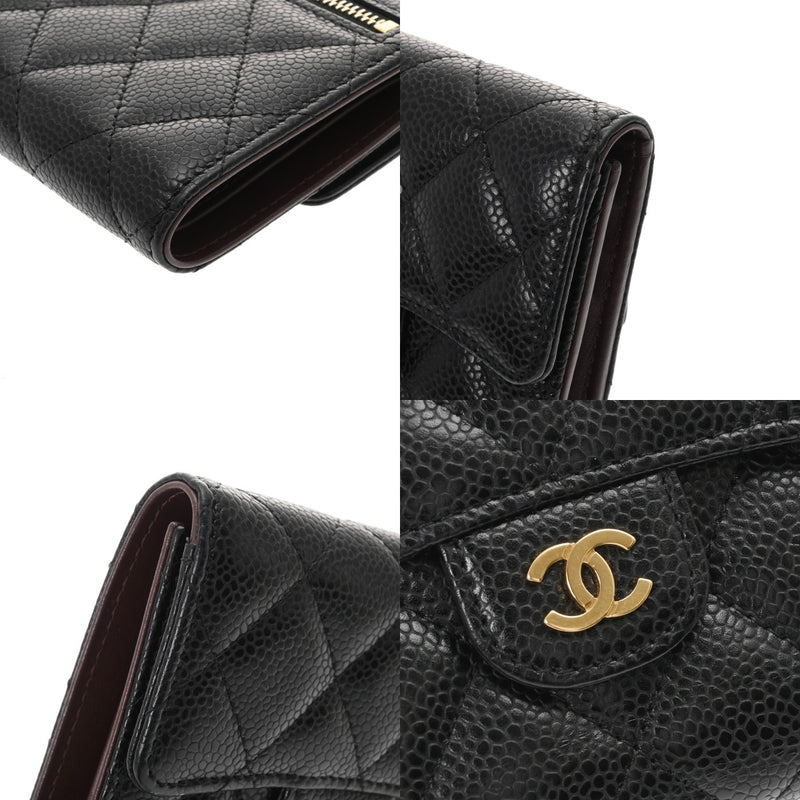 CHANEL シャネル クラシック スモールフラップウォレット 黒 AP0231 レディース キャビアスキン 三つ折り財布 Aランク 中古 銀蔵