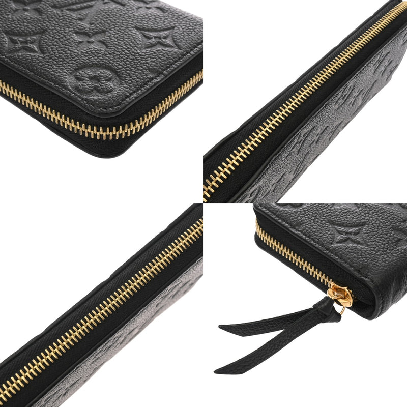 LOUIS VUITTON ルイヴィトン モノグラムアンプラント ポルトフォイユクレマンス ノワール M60171 レディース レザー 長財布 新同 中古 銀蔵