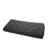 LOUIS VUITTON ルイヴィトン モノグラムアンプラント ポルトフォイユクレマンス ノワール M60171 レディース レザー 長財布 新同 中古 銀蔵