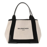 BALENCIAGA バレンシアガ ネイビーカバス S ホワイト ブラック 339933 レディース キャンバス レザー ハンドバッグ Bランク 中古 銀蔵