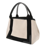 BALENCIAGA バレンシアガ ネイビーカバス S ホワイト ブラック 339933 レディース キャンバス レザー ハンドバッグ Bランク 中古 銀蔵