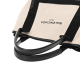 BALENCIAGA バレンシアガ ネイビーカバス S ホワイト ブラック 339933 レディース キャンバス レザー ハンドバッグ Bランク 中古 銀蔵