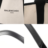 BALENCIAGA バレンシアガ ネイビーカバス S ホワイト ブラック 339933 レディース キャンバス レザー ハンドバッグ Bランク 中古 銀蔵
