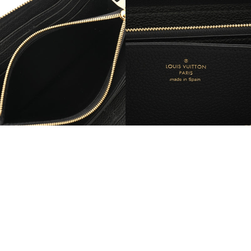 LOUIS VUITTON ルイヴィトン モノグラムアンプラント ジッピーウォレット ブラック/ベージュ M80481 レディース レザー 長財布 Aランク 中古 銀蔵