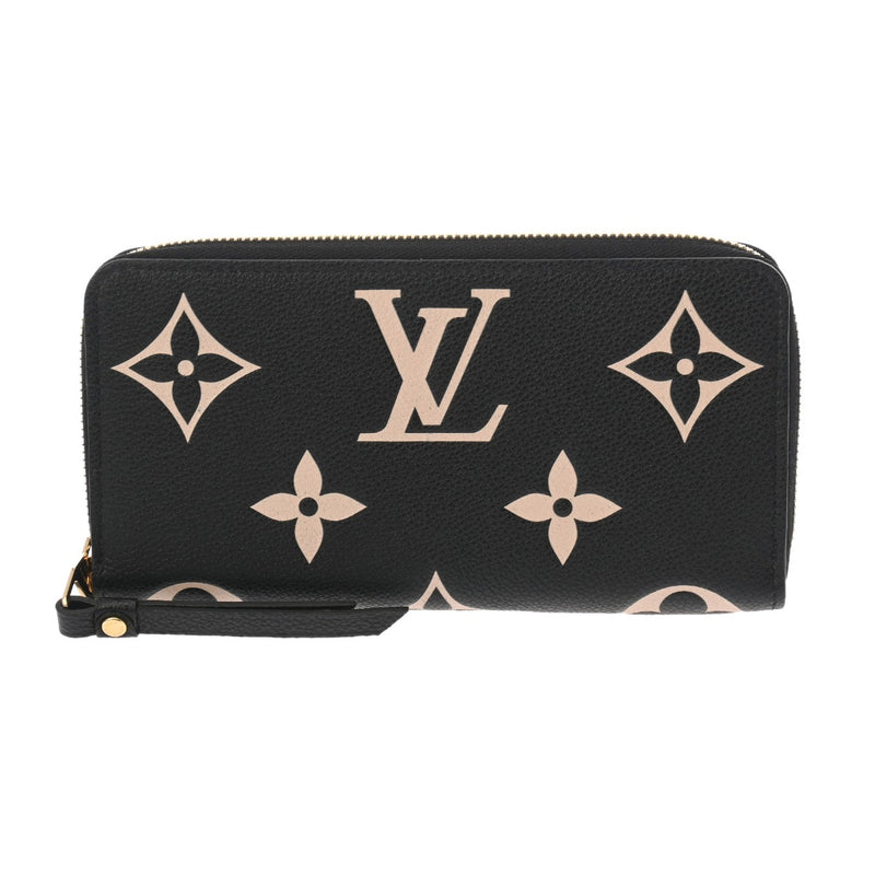 LOUIS VUITTON ルイヴィトン モノグラムアンプラント ジッピーウォレット ブラック/ベージュ M80481 レディース レザー 長財布 Aランク 中古 銀蔵