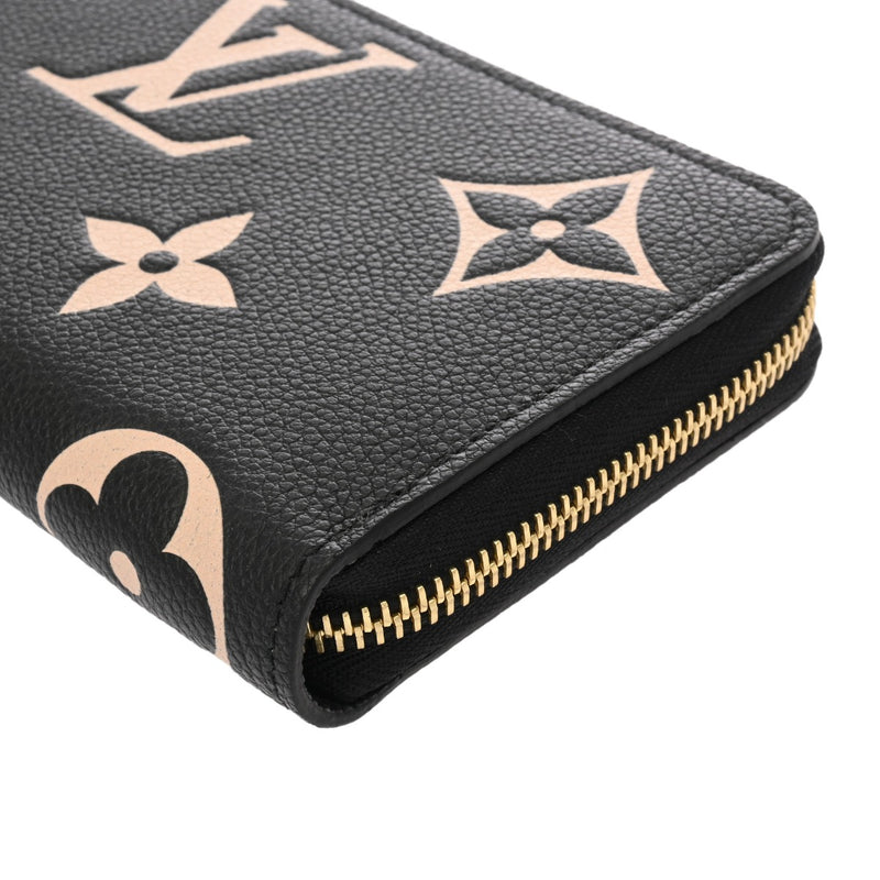 LOUIS VUITTON ルイヴィトン モノグラムアンプラント ジッピーウォレット ブラック/ベージュ M80481 レディース レザー 長財布 Aランク 中古 銀蔵