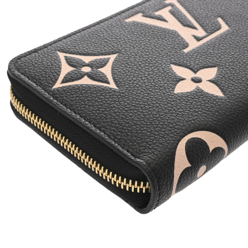LOUIS VUITTON ルイヴィトン モノグラムアンプラント ジッピーウォレット ブラック/ベージュ M80481 レディース レザー 長財布 Aランク 中古 銀蔵