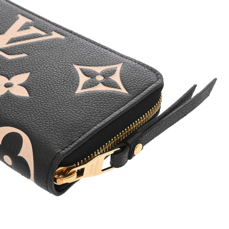 LOUIS VUITTON ルイヴィトン モノグラムアンプラント ジッピーウォレット ブラック/ベージュ M80481 レディース レザー 長財布 Aランク 中古 銀蔵