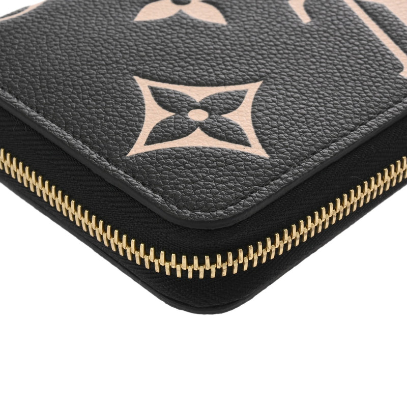 LOUIS VUITTON ルイヴィトン モノグラムアンプラント ジッピーウォレット ブラック/ベージュ M80481 レディース レザー 長財布 Aランク 中古 銀蔵