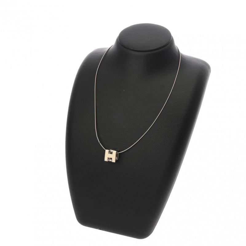 HERMES エルメス カードアッシュ Hキューブ アイボリー レディース シルバー金具 ネックレス Aランク 中古 銀蔵