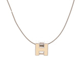 HERMES エルメス カードアッシュ Hキューブ アイボリー レディース シルバー金具 ネックレス Aランク 中古 銀蔵