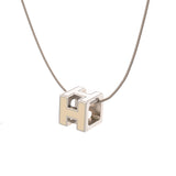 HERMES エルメス カードアッシュ Hキューブ アイボリー レディース シルバー金具 ネックレス Aランク 中古 銀蔵