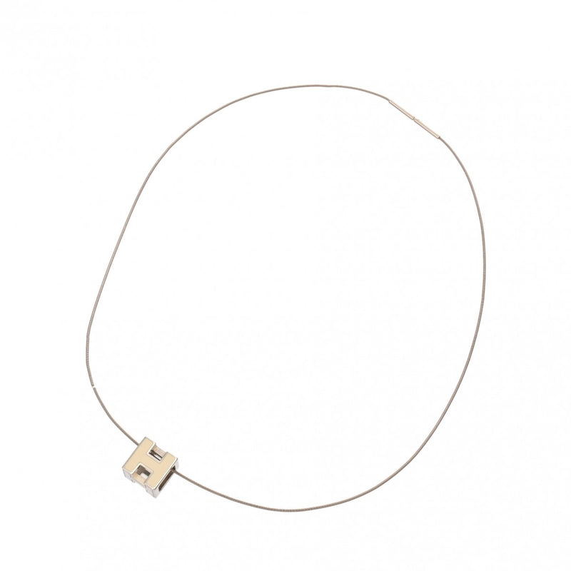 HERMES エルメス カードアッシュ Hキューブ アイボリー レディース シルバー金具 ネックレス Aランク 中古 銀蔵