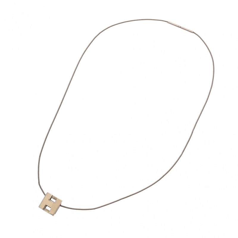 HERMES エルメス カードアッシュ Hキューブ アイボリー レディース シルバー金具 ネックレス ABランク 中古 銀蔵