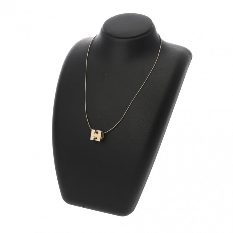 HERMES エルメス カードアッシュ Hキューブ アイボリー レディース シルバー金具 ネックレス ABランク 中古 銀蔵