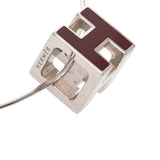HERMES エルメス カードアッシュ Hキューブ ボルドー レディース シルバー金具 ネックレス Aランク 中古 銀蔵