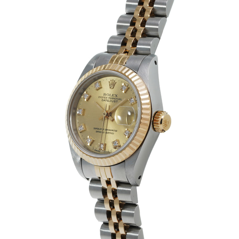 ロレックス デイトジャスト 10Pダイヤ 69173G R番(1987年頃製造) シャンパン/ダイヤモンド レディース 腕時計 自動巻き 中古 銀蔵
