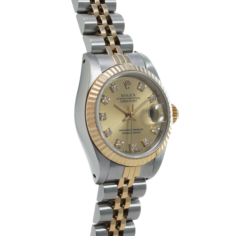 ロレックス デイトジャスト 10Pダイヤ 69173G R番(1987年頃製造) シャンパン/ダイヤモンド レディース 腕時計 自動巻き 中古 銀蔵