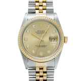 ロレックス デイトジャスト 10Pダイヤ 16233G U番(1997年頃製造) ゴールド/ダイヤモンド メンズ 腕時計 自動巻き 中古 銀蔵