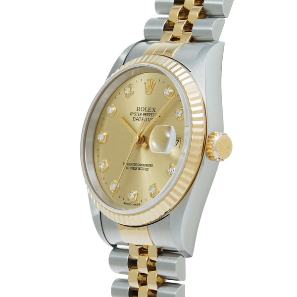 ロレックス デイトジャスト 10Pダイヤ 16233G U番(1997年頃製造) ゴールド/ダイヤモンド メンズ 腕時計 自動巻き 中古 銀蔵