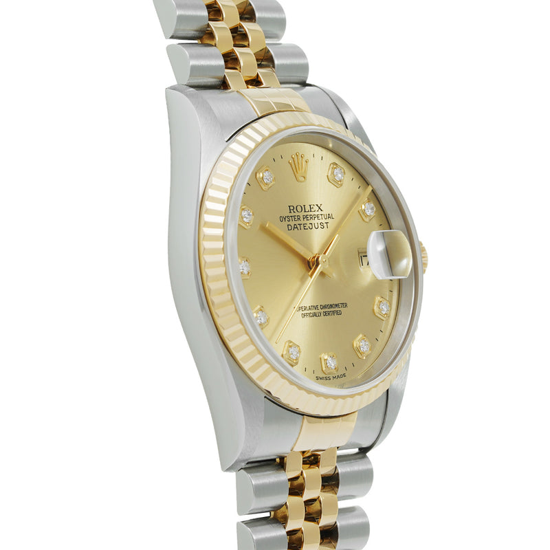 ロレックス デイトジャスト 10Pダイヤ 16233G U番(1997年頃製造) ゴールド/ダイヤモンド メンズ 腕時計 自動巻き 中古 銀蔵