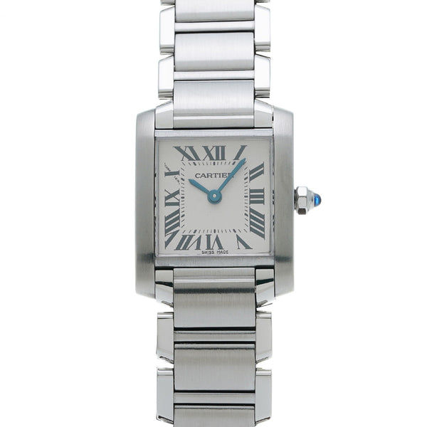 カルティエ タンク フランセーズ SM W51008Q3 ホワイト レディース 腕時計 クォーツ 中古 銀蔵
