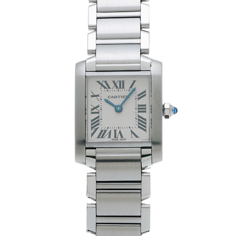 カルティエ タンク フランセーズ SM W51008Q3 ホワイト レディース 腕時計 クォーツ 中古 銀蔵