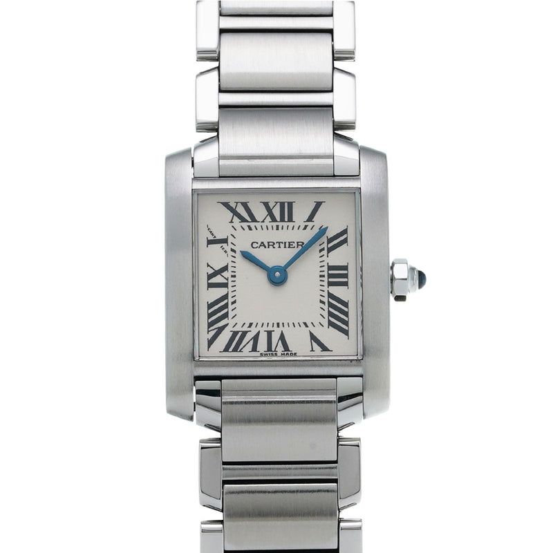 カルティエ タンク フランセーズ SM 新文字盤 W51008Q3 ホワイト レディース 腕時計 クォーツ 中古 銀蔵