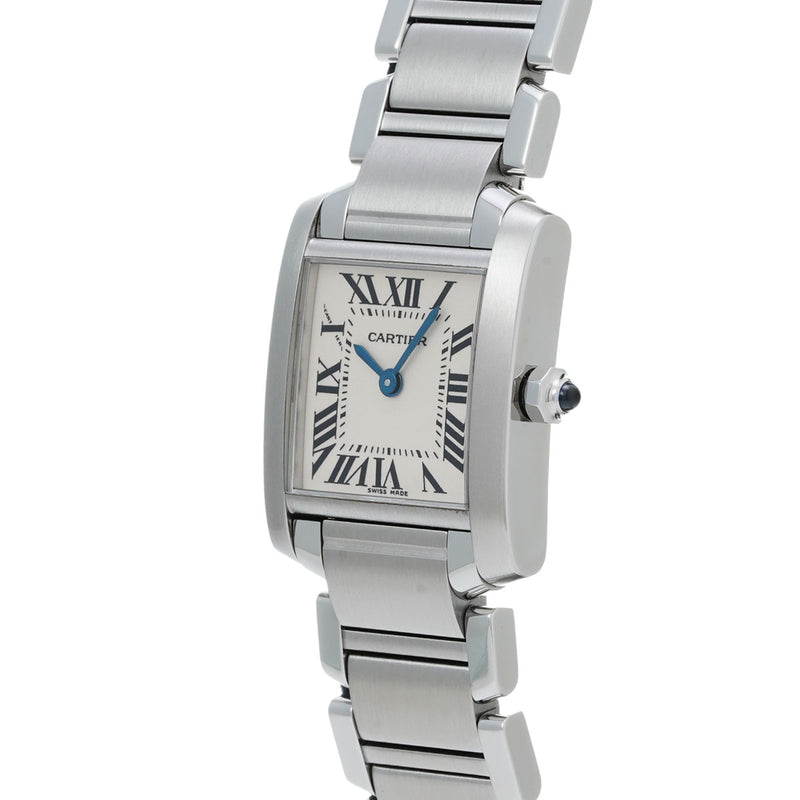 カルティエ タンク フランセーズ SM 新文字盤 W51008Q3 ホワイト レディース 腕時計 クォーツ 中古 銀蔵