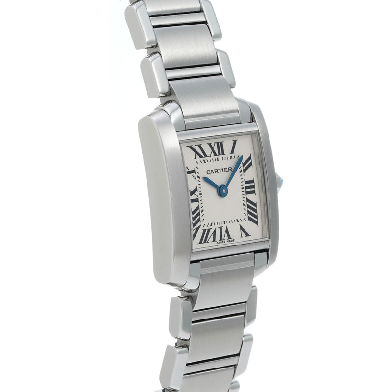 カルティエ タンク フランセーズ SM 新文字盤 W51008Q3 ホワイト レディース 腕時計 クォーツ 中古 銀蔵