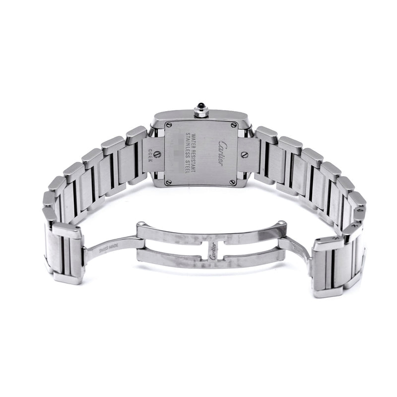 カルティエ タンク フランセーズ SM 新文字盤 W51008Q3 ホワイト レディース 腕時計 クォーツ 中古 銀蔵