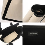 BALENCIAGA バレンシアガ ネイビーカバス M ホワイト ブラック 339936 レディース キャンバス レザー ハンドバッグ ABランク 中古 銀蔵