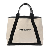 BALENCIAGA バレンシアガ ネイビーカバス M ホワイト ブラック 339936 レディース キャンバス レザー ハンドバッグ ABランク 中古 銀蔵
