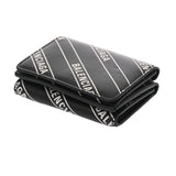 BALENCIAGA バレンシアガ コンパクトウォレット ホワイトロゴ ブラック ホワイト 551921 ユニセックス レザー 三つ折り財布 Aランク 中古 銀蔵