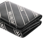 BALENCIAGA バレンシアガ コンパクトウォレット ホワイトロゴ ブラック ホワイト 551921 ユニセックス レザー 三つ折り財布 Aランク 中古 銀蔵