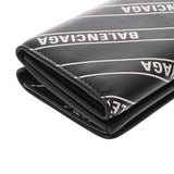 BALENCIAGA バレンシアガ コンパクトウォレット ホワイトロゴ ブラック ホワイト 551921 ユニセックス レザー 三つ折り財布 Aランク 中古 銀蔵