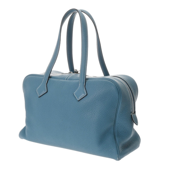 HERMES エルメス ヴィクトリア 35  ブルージーン □N刻印(2010年頃) レディース トリヨンクレマンス ハンドバッグ ABランク 中古 銀蔵