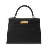 HERMES エルメス ケリー 28 外縫い 2WAY ブラック B刻印(2023年頃) レディース ヴォーエプソン ハンドバッグ 新同 中古 銀蔵