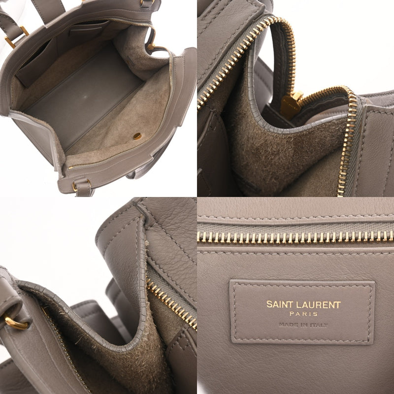 SAINT LAURENT サンローラン ベイビーカバス 2WAY グレー 394461 レディース レザー ハンドバッグ ABランク 中古 銀蔵