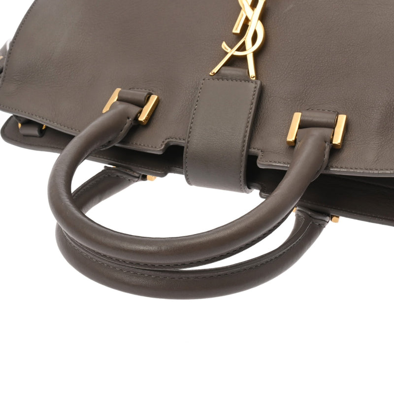 SAINT LAURENT サンローラン ベイビーカバス 2WAY グレー 394461 レディース レザー ハンドバッグ ABランク 中古 銀蔵