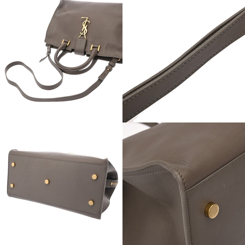 SAINT LAURENT サンローラン ベイビーカバス 2WAY グレー 394461 レディース レザー ハンドバッグ ABランク 中古 銀蔵