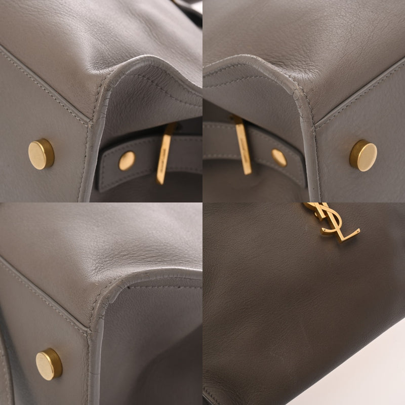 SAINT LAURENT サンローラン ベイビーカバス 2WAY グレー 394461 レディース レザー ハンドバッグ ABランク 中古 銀蔵