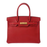 HERMES エルメス バーキン 30 ルージュカザック R刻印(2014年頃)  レディース ヴォーエプソン ハンドバッグ Aランク 中古 銀蔵