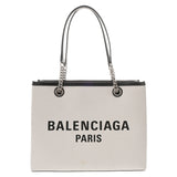 BALENCIAGA バレンシアガ ミディアム デューティーフリー ホワイト ブラック 759973 レディース キャンバス レザー トートバッグ Aランク 中古 銀蔵