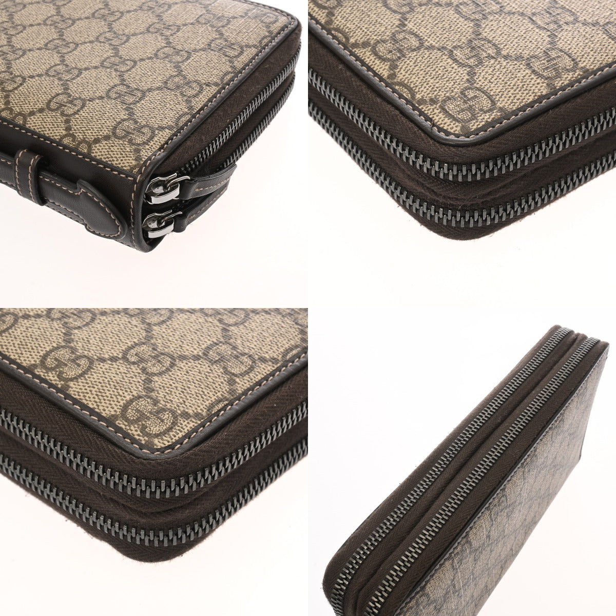 グッチ ドキュメントケース 43065 ベージュ シルバー金具 メンズ GG