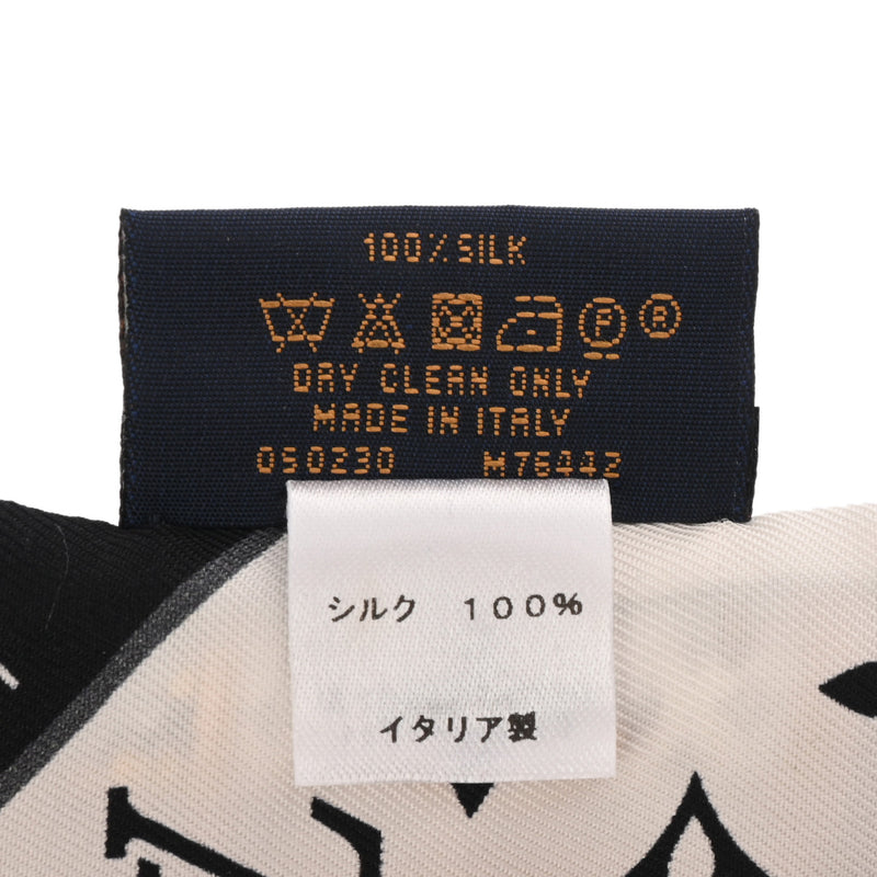 LOUIS VUITTON ルイヴィトン バンドー BB レッツゴー ブラック/ホワイト M76442 レディース シルク100％ スカーフ ABランク 中古 銀蔵